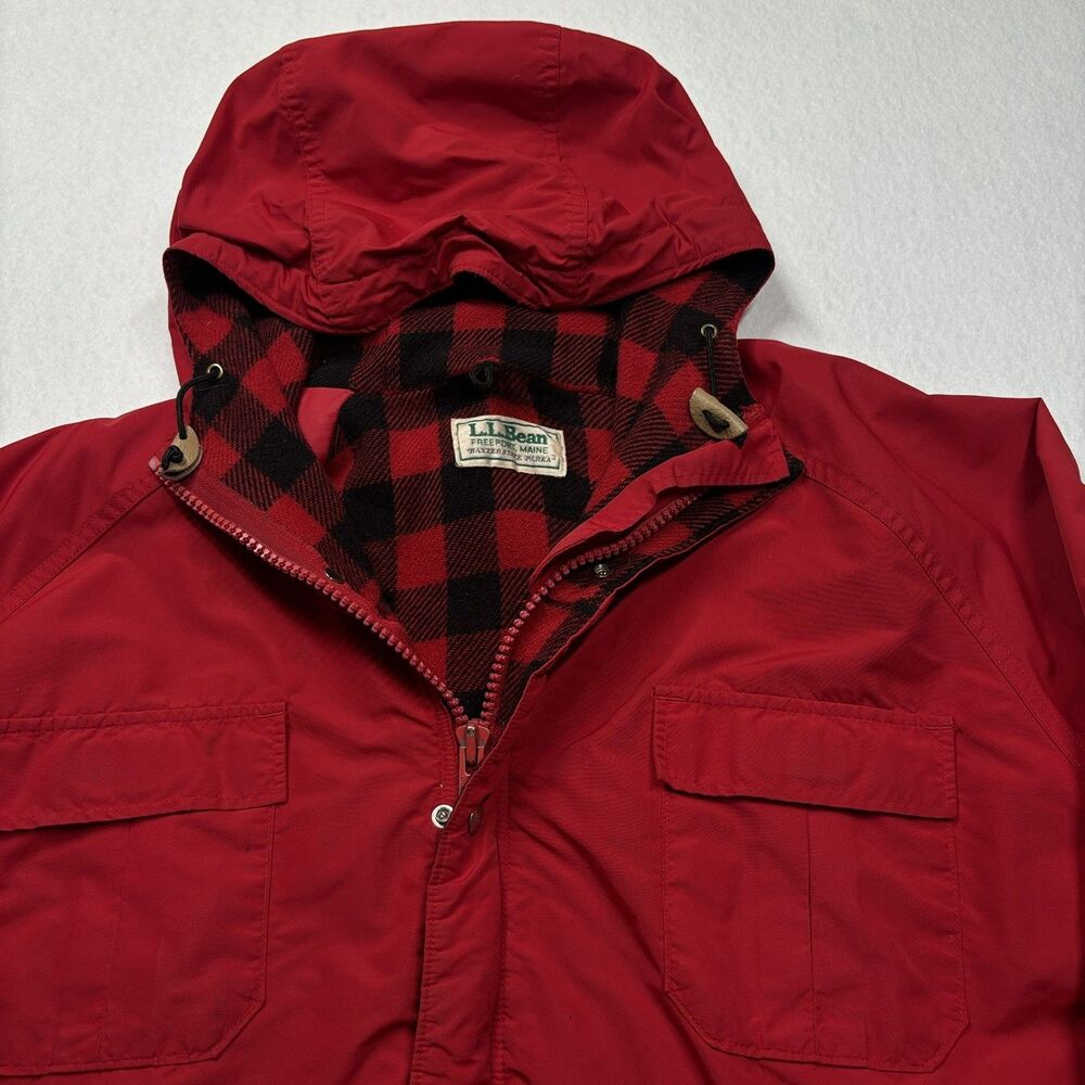 L.L. Bean Men’s XL Red Baxter State Parka w/ Buffalo Plaid Wool Lining Jacket